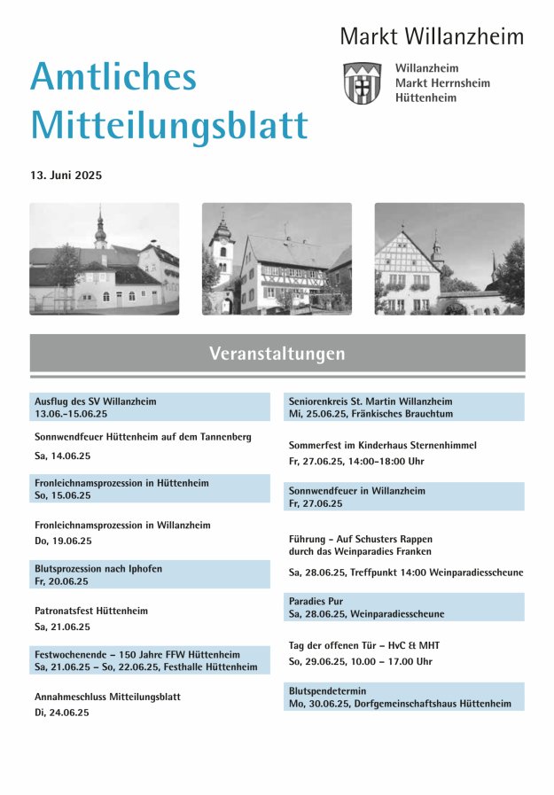 Amtliches Mitteilungsblatt des Marktes Willanzheim Titelblatt 12/2025