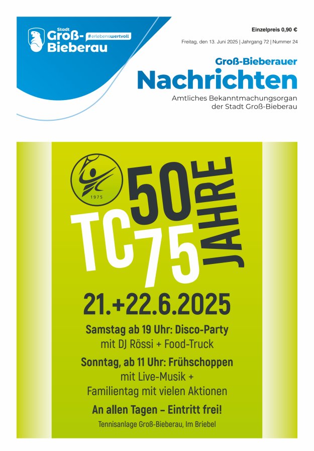 Groß-Bieberauer Nachrichten Titelblatt 24/2025