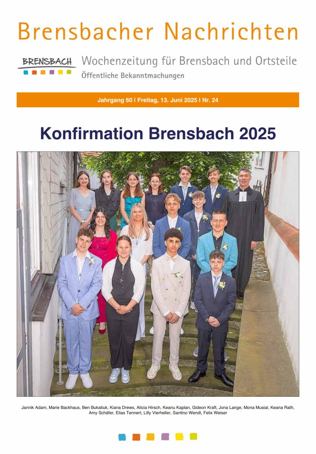 Brensbacher Nachrichten Titelblatt 24/2025