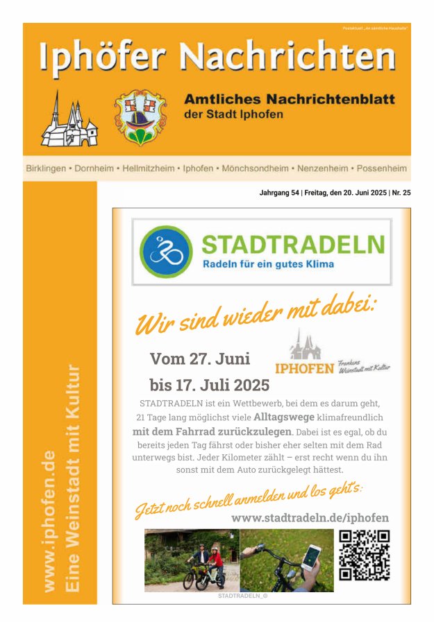 Iphöfer Nachrichten Titelblatt 25/2025