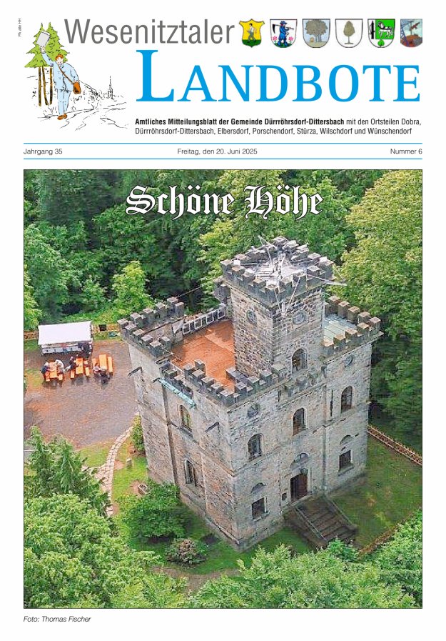 Wesenitztaler Landbote – Amtliches Mitteilungsblatt der Gemeinde Dürrröhrsdorf-Dittersbach Titelblatt 06/2025