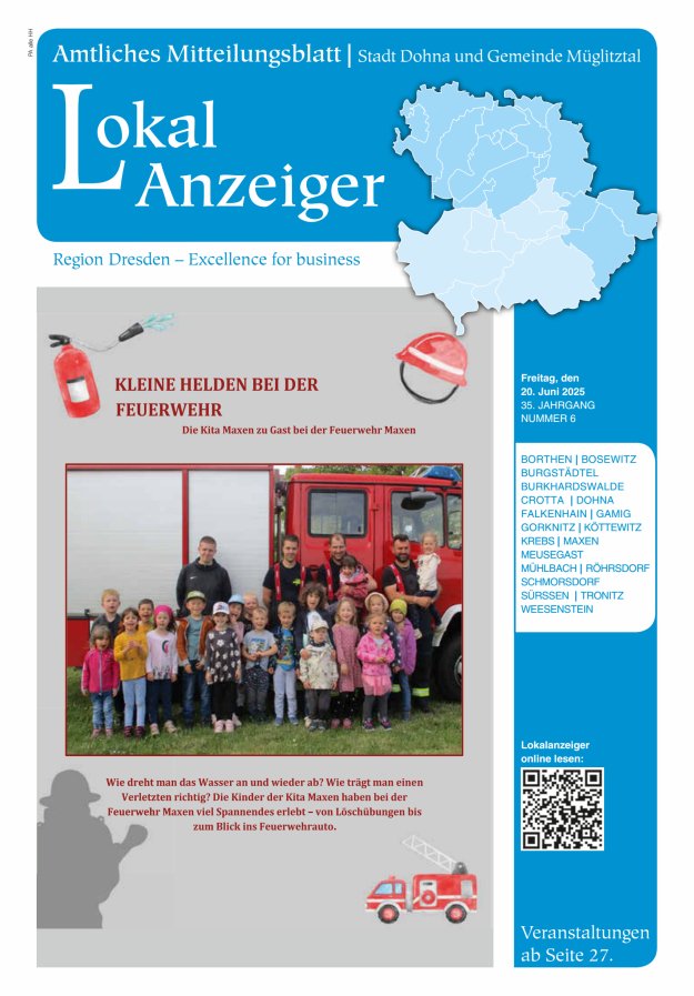 Lokal-Anzeiger – Amtliches Mitteilungsblatt Stadt Dohna und Gemeinde Müglitztal Titelblatt 06/2025
