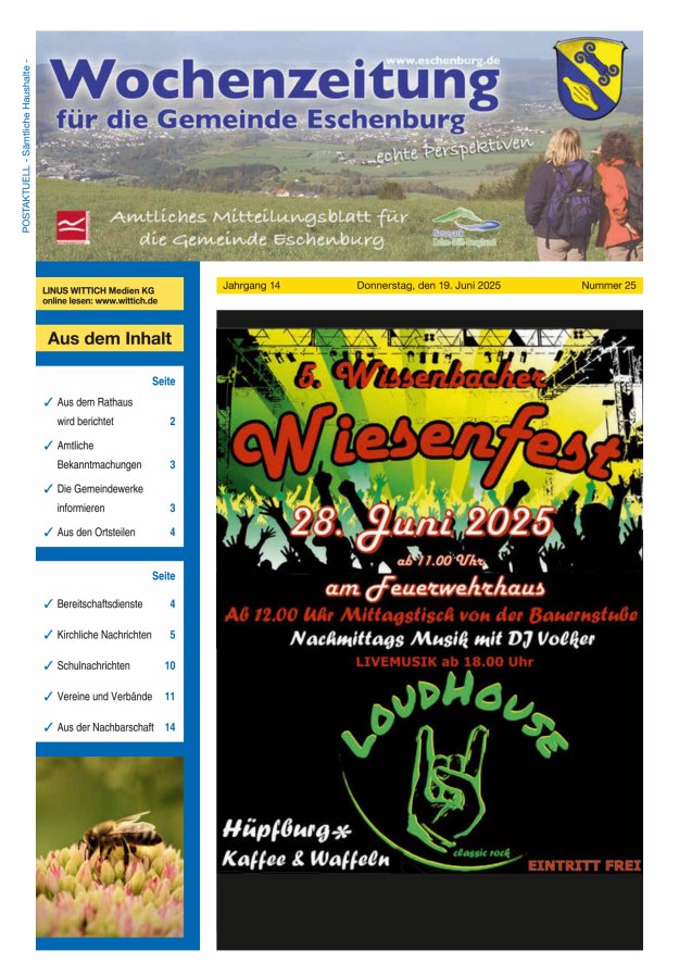 Wochenzeitung für die Gemeinde Eschenburg Titelblatt 25/2025