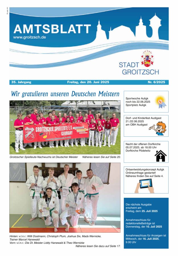 Amtsblatt Stadt Groitzsch Titelblatt 06/2025