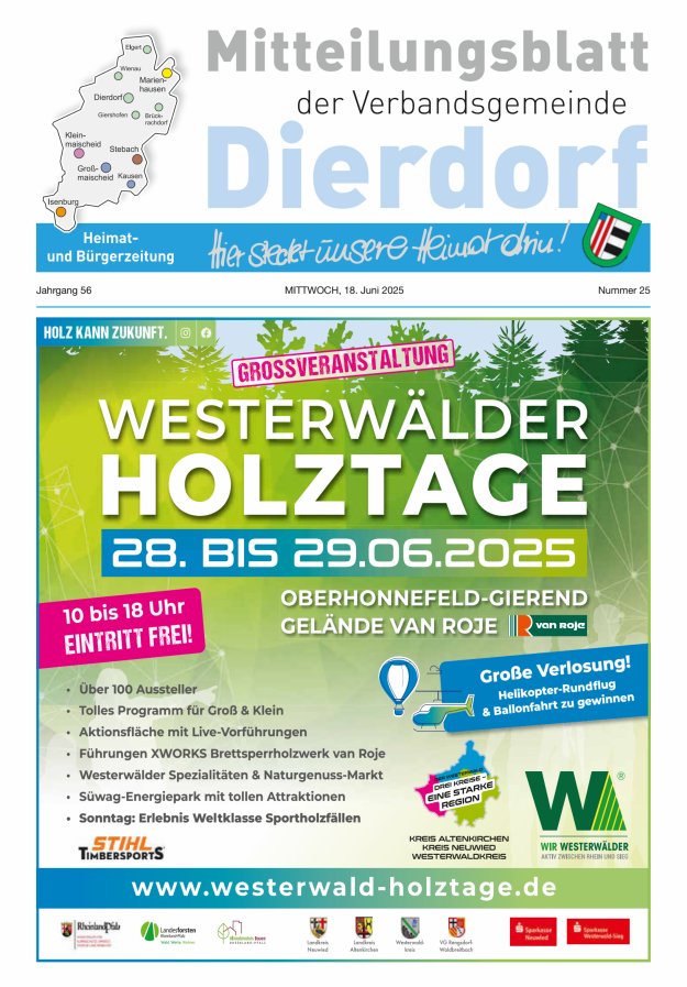 Mitteilungsblatt der Verbandsgemeinde Dierdorf Titelblatt 25/2025