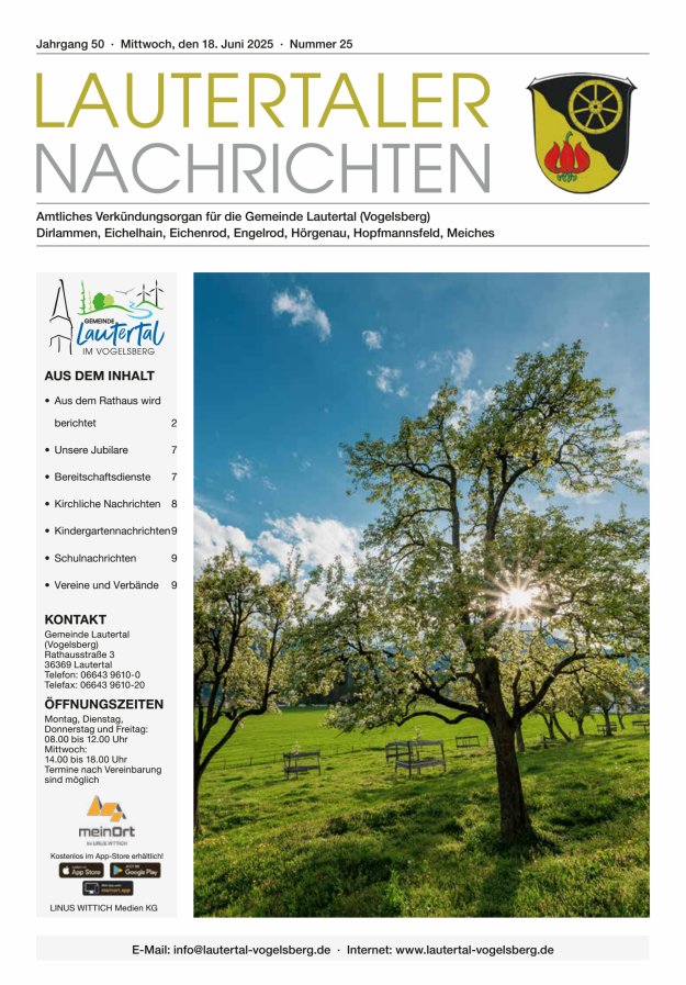 Lautertaler Nachrichten Titelblatt 25/2025