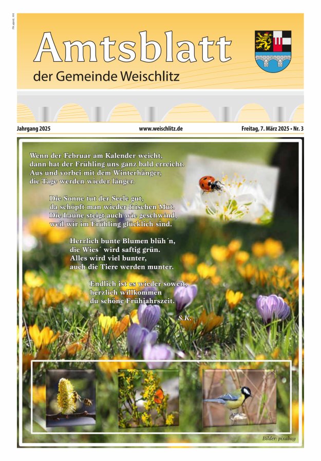 Amtsblatt der Gemeinde Weischlitz Titelblatt 03/2025