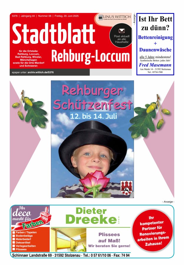 Stadtblatt Rehburg-Loccum Titelblatt 06/2025