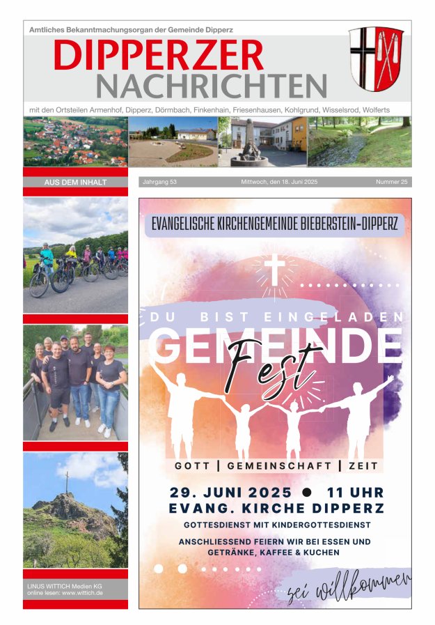Dipperzer Nachrichten Titelblatt 25/2025