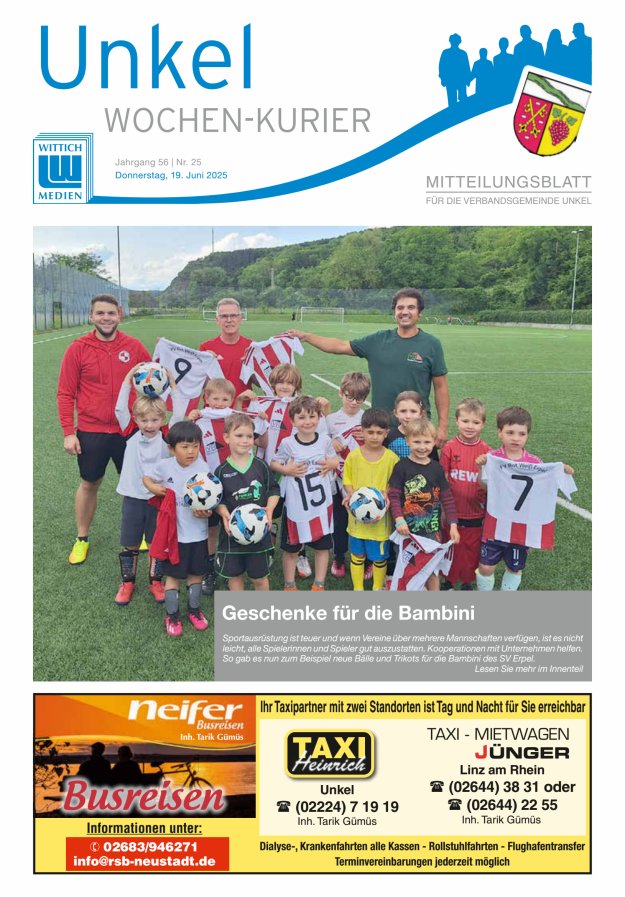 Wochen-Kurier Verbandsgemeinde Unkel Titelblatt 25/2025