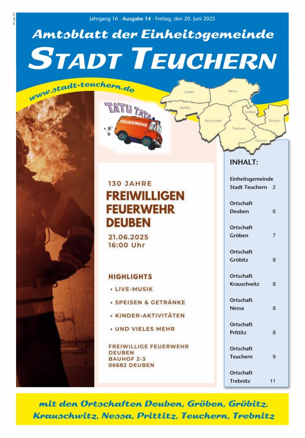 Amtsblatt der Einheitsgemeinde Stadt Teuchern Titelblatt 14/2025