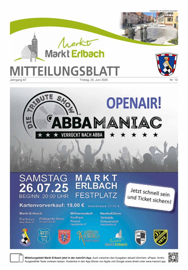 Mitteilungsblatt Markt Erlbach Titelblatt 13/2025