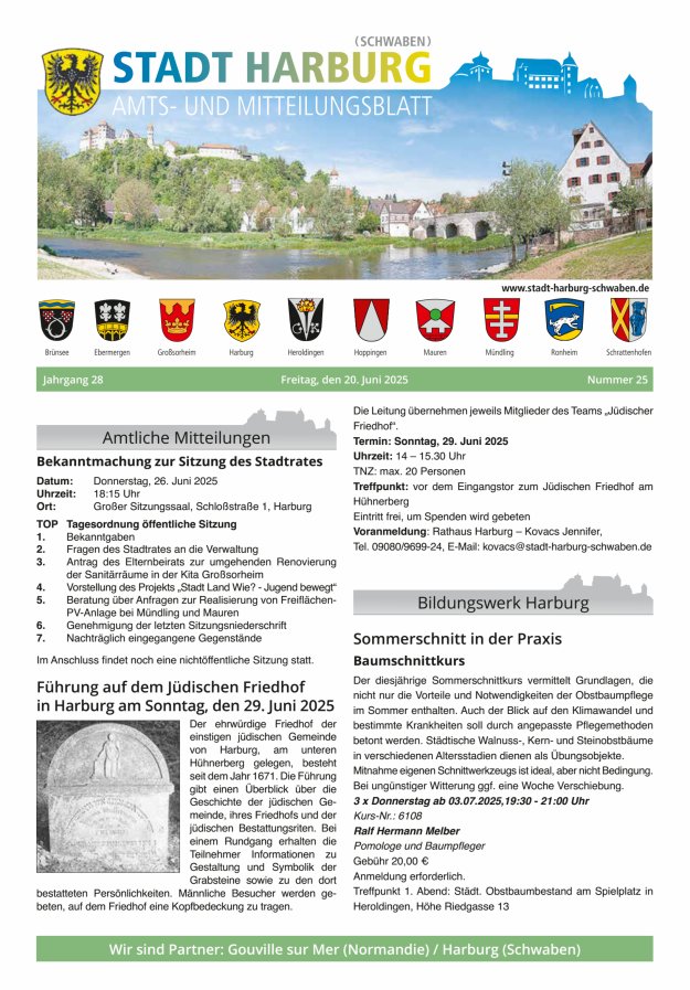 Amts- und Mitteilungsblatt der Stadt Harburg Titelblatt 25/2025