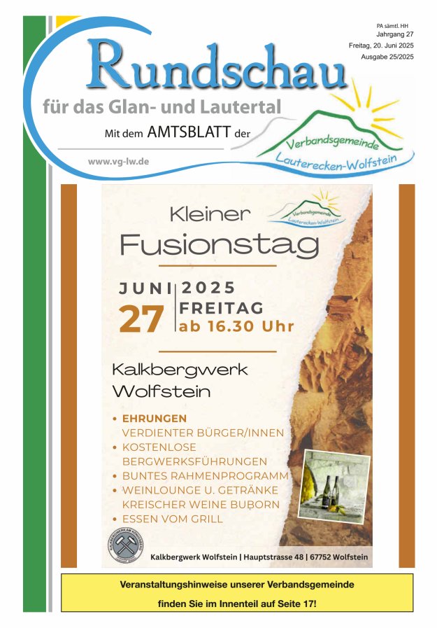 Rundschau für das Glan- und Lautertal Titelblatt 25/2025