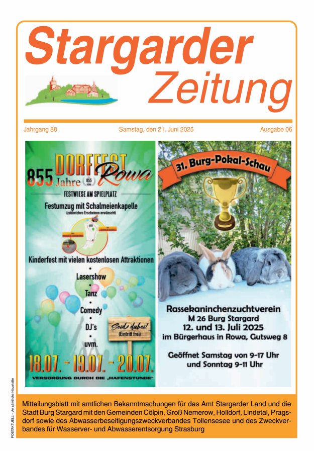 Stargarder Zeitung Titelblatt 06/2025