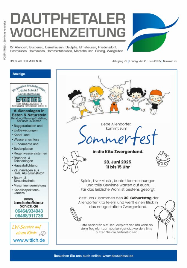 Dautphetaler Wochenzeitung Titelblatt 25/2025