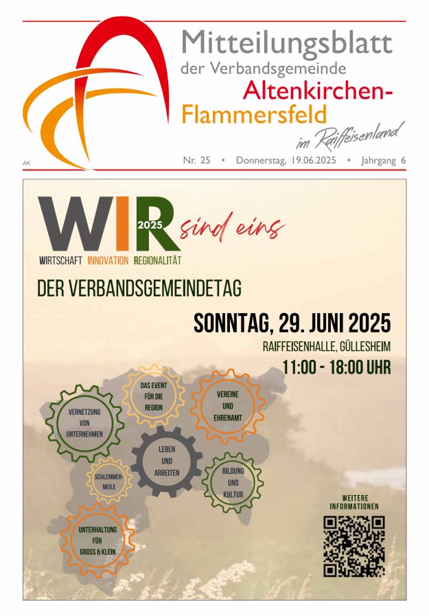 Mitteilungsblatt Verbandsgemeinde Altenkirchen-Flammersfeld Titelblatt 25/2025