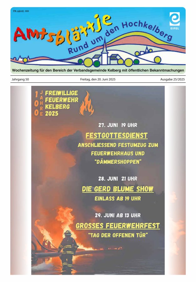 Amtsblättje - Rund um den Hochkelberg Titelblatt 25/2025