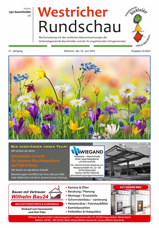 Westricher Rundschau VG Baumholder Titelblatt 25/2025