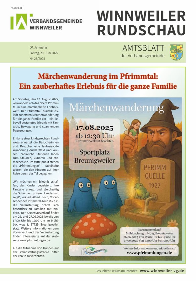 Winnweiler Rundschau Titelblatt 25/2025