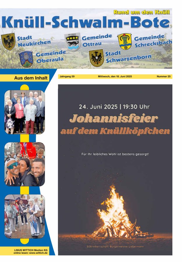 Knüll-Schwalm-Bote Titelblatt 25/2025