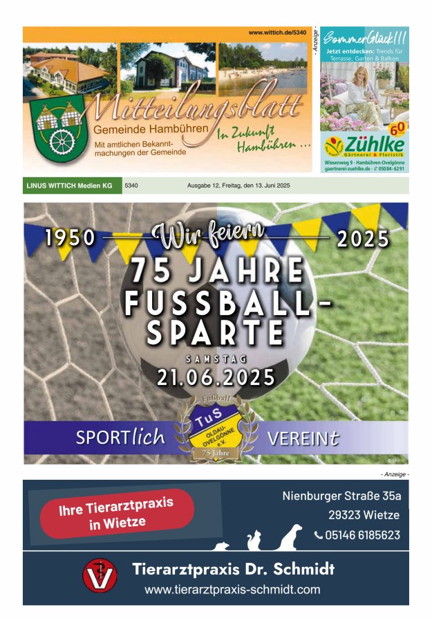 Mitteilungsblatt der Gemeinde Hambühren Titelblatt 12/2025
