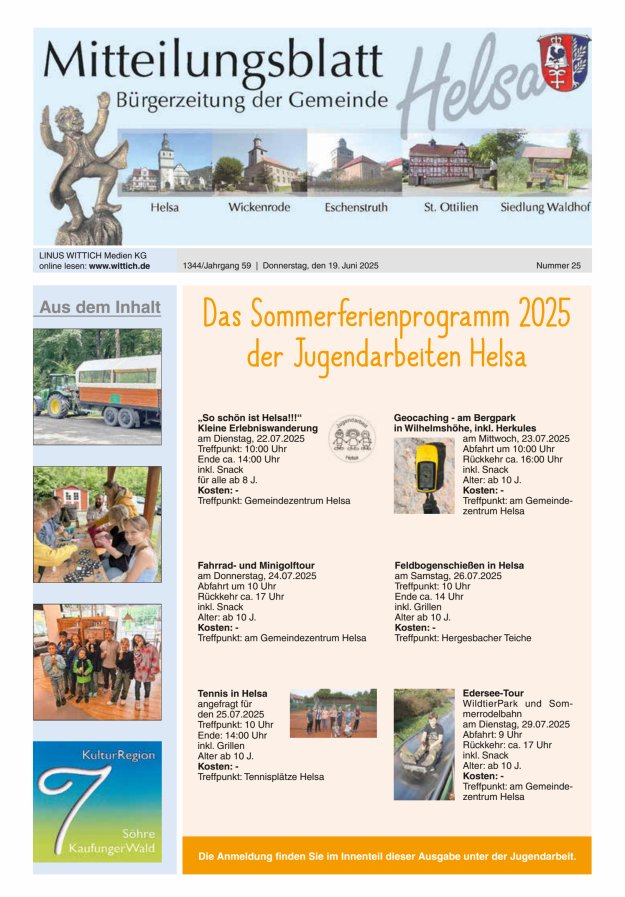 Mitteilungsblatt Helsa Titelblatt 25/2025