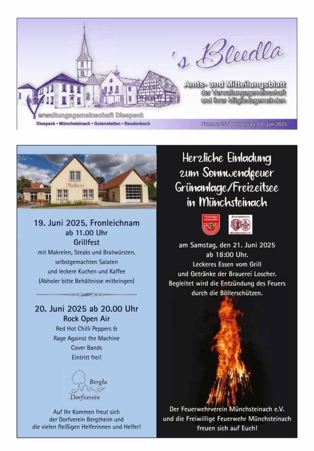 Amts- und Mitteilungsblatt VGem Diespeck Titelblatt 25/2025