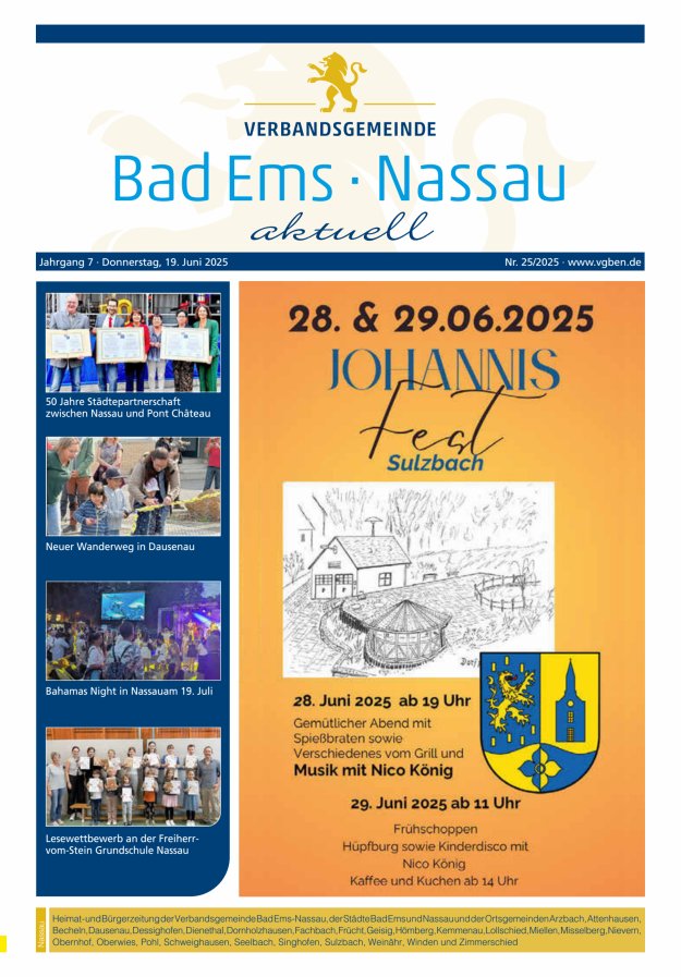 Bad Ems-Nassau aktuell Ausgabe Nassau Titelblatt 25/2025