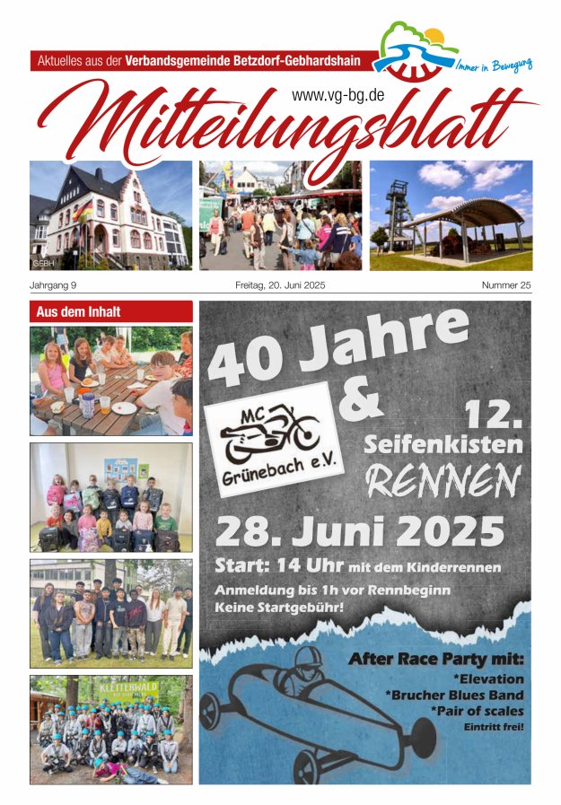 Aktuelles aus der VG Betzdorf-Gebhardshain Ausgabe Gebhardshain Titelblatt 25/2025