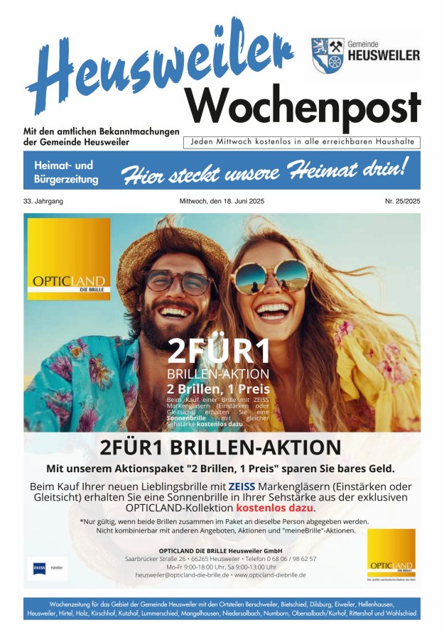 Heusweiler Wochenpost Titelblatt 25/2025