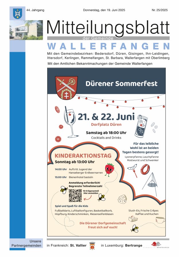 Mitteilungsblatt Gemeinde Wallerfangen Titelblatt 25/2025
