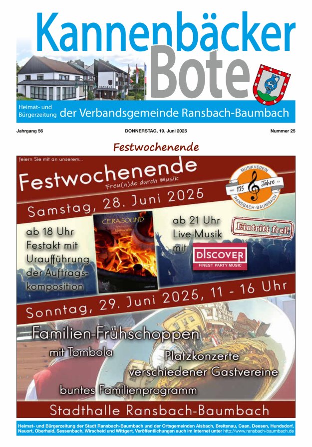 Kannenbäcker-Bote der Verbandsgemeinde Ransbach-Baumbach Titelblatt 25/2025