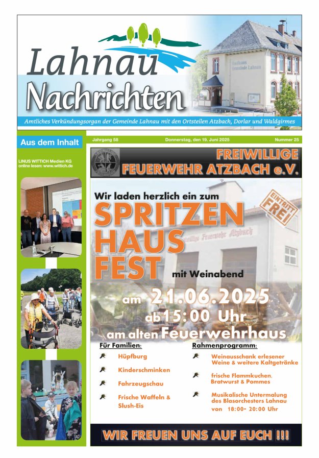 Lahnau Nachrichten Titelblatt 25/2025