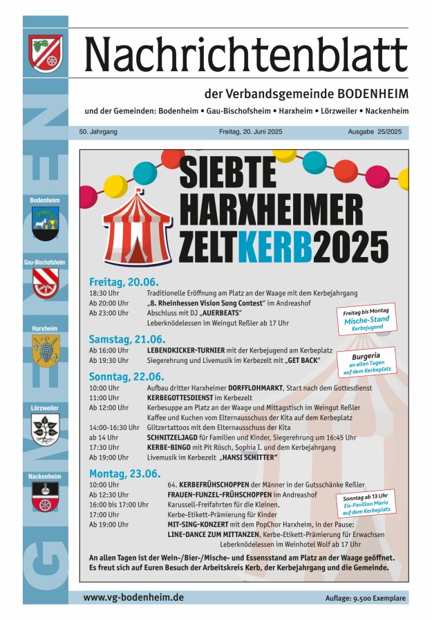 Nachrichtenblatt der VG Bodenheim              Titelblatt 25/2025