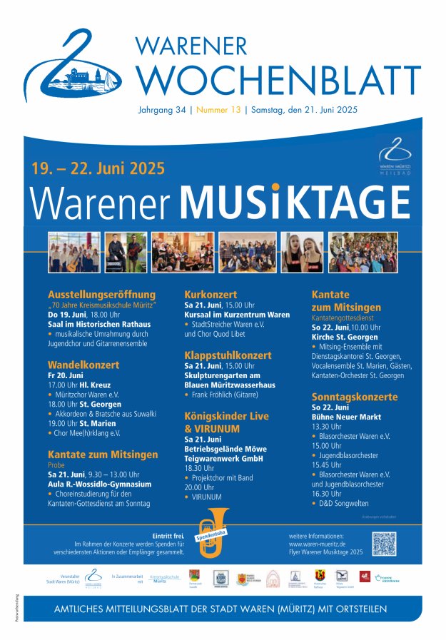 Warener Wochenblatt Titelblatt 13/2025