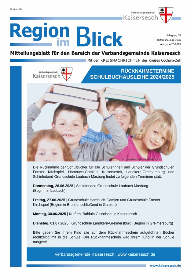 Region im Blick VG Kaisersesch Titelblatt 25/2025