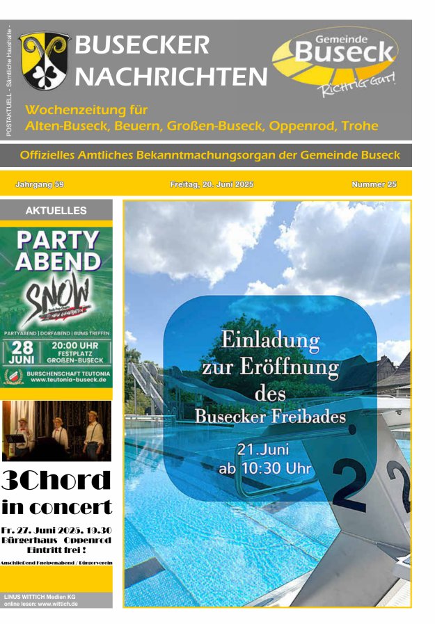 Busecker Nachrichten Titelblatt 25/2025