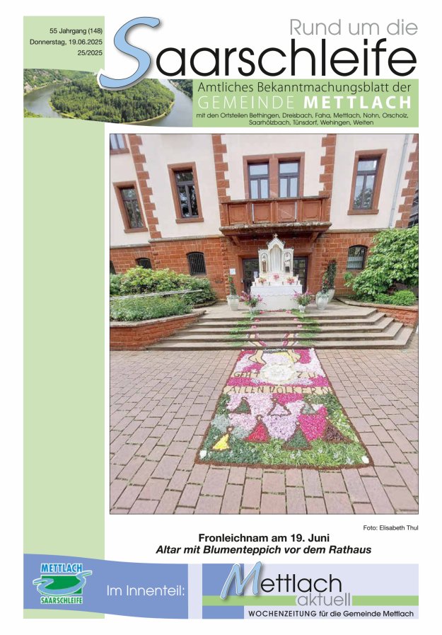 Rund um die Saarschleife Gemeinde Mettlach Titelblatt 25/2025
