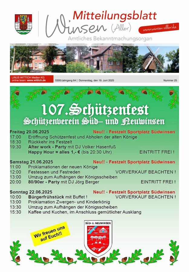 Mitteilungsblatt der Gemeinde Winsen Titelblatt 25/2025