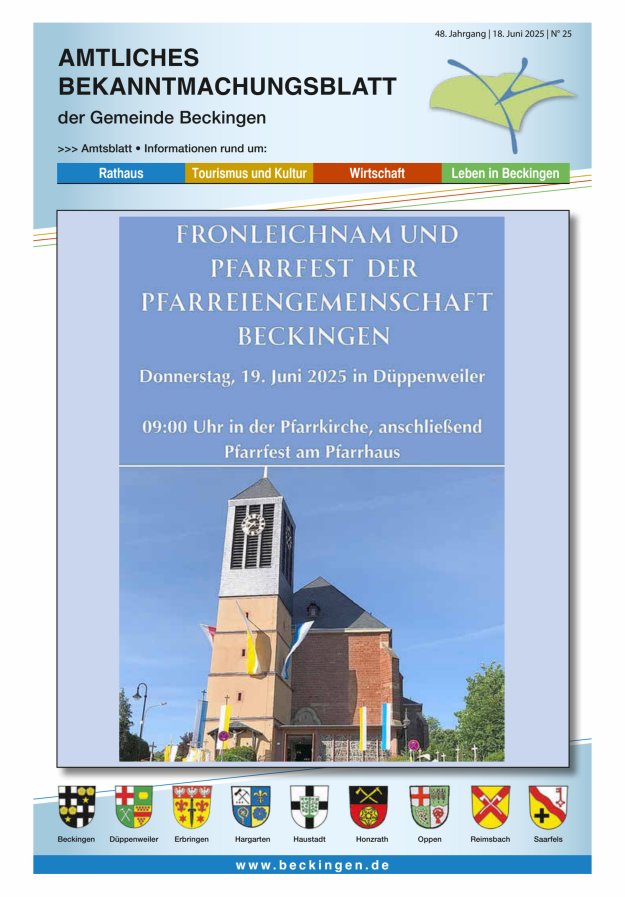 Amtsblatt Beckingen Titelblatt 25/2025