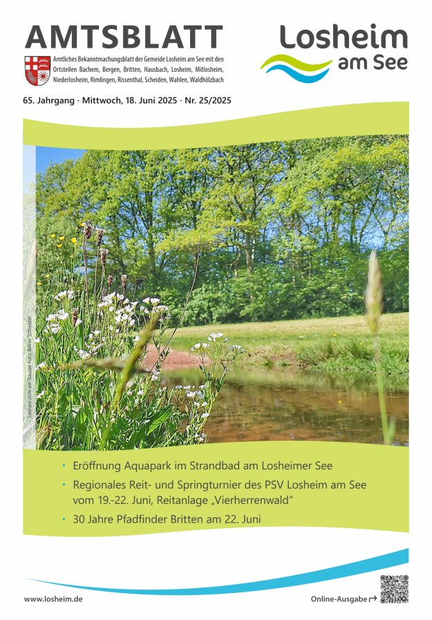 Amtliches Bekanntmachungsblatt der Gemeinde Losheim am See Titelblatt 25/2025