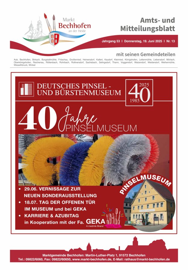 Amts- und Mitteilungsblatt für den Markt Bechhofen Titelblatt 13/2025