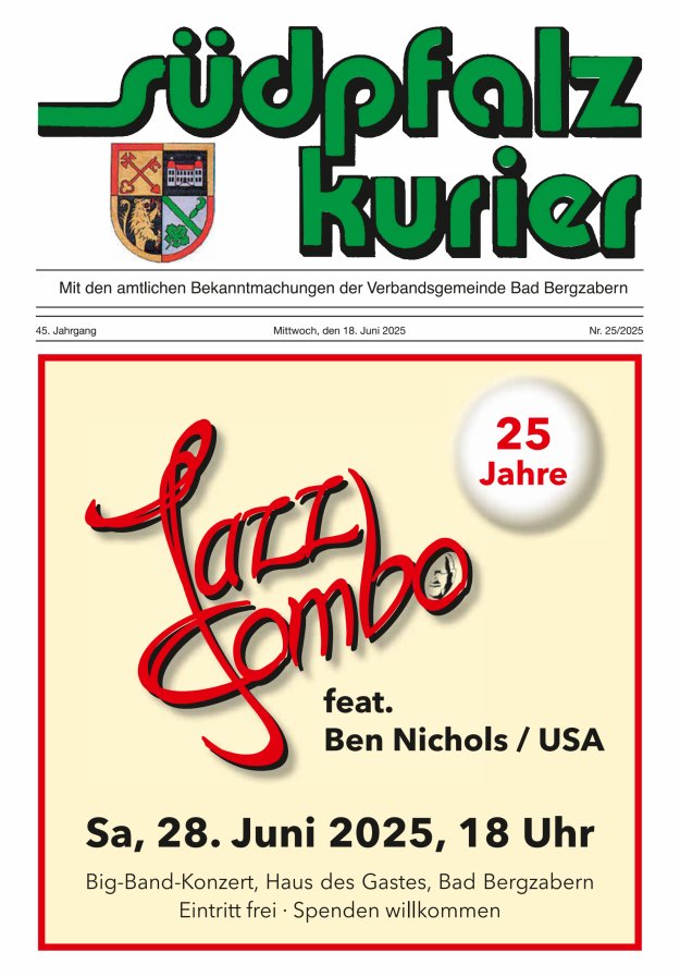 Südpfalz Kurier - VG Bad Bergzabern Titelblatt 25/2025