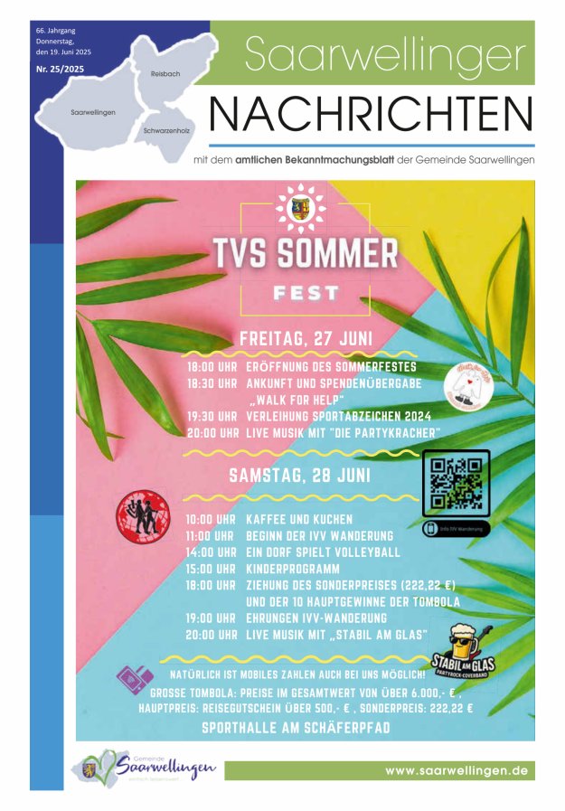 Saarwellinger Nachrichten Titelblatt 25/2025