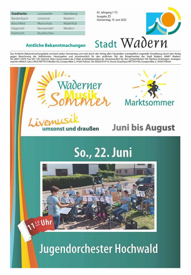 Stadt Wadern Titelblatt 25/2025