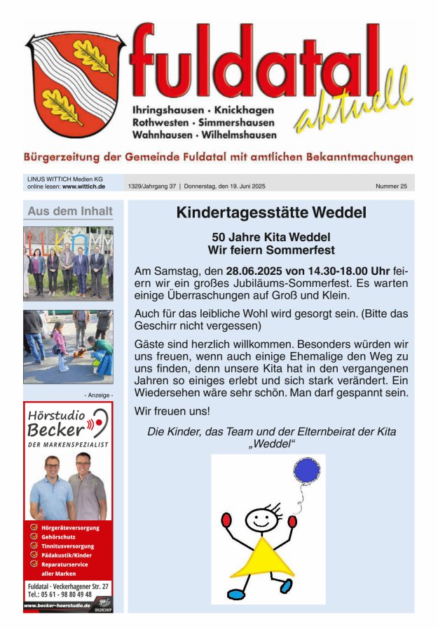 Fuldatal aktuell Titelblatt 25/2025