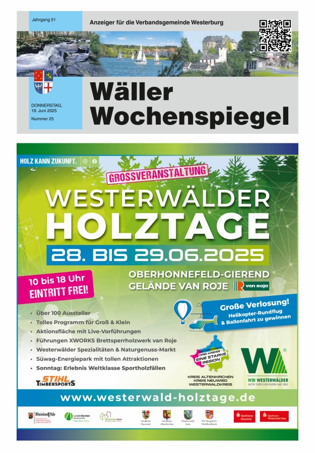 Wäller Wochenspiegel - Anzeiger für die Verbandsgemeinde Westerburg Titelblatt 25/2025