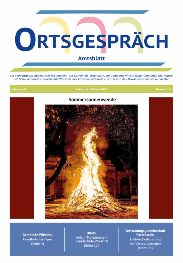 Ortsgespräch - Amtsblatt der VG Partenstein und ihrer Körperschaften Titelblatt 12/2025