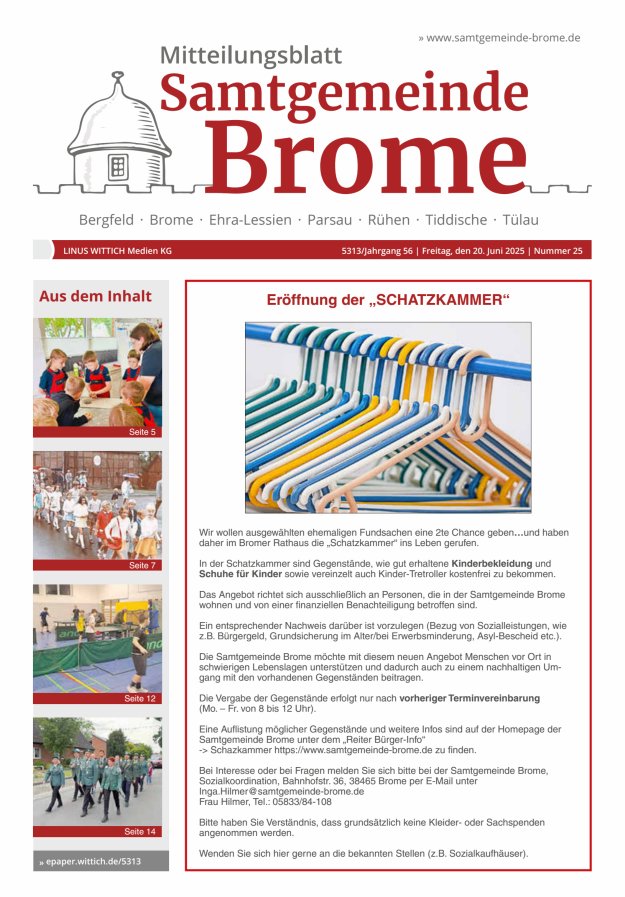 Mitteilungsblatt der Samtgemeinde Brome Titelblatt 25/2025